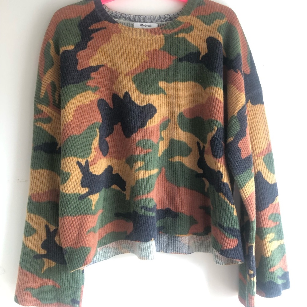 camouflage print sweater from Madewell.
